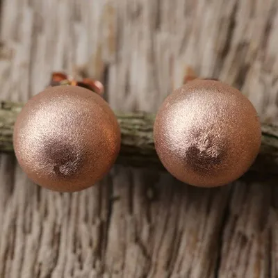 Alternate image for Rose Gold Plated Sterling Silver Stud Earrings from Thailand Pink Satin Orbs