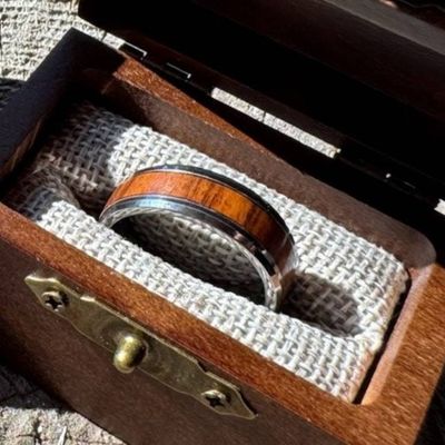 Alternate image for Beacon — 8mm Wood Inlay Tungsten Ring