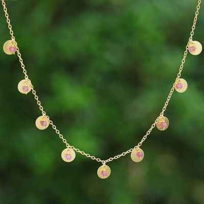Alternate image for Adjustable Matte 18k Gold-Plated Tourmaline Charm Necklace Everyday Creative