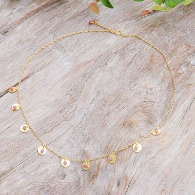 Alternate image for Adjustable Matte 18k Gold-Plated Tourmaline Charm Necklace Everyday Creative