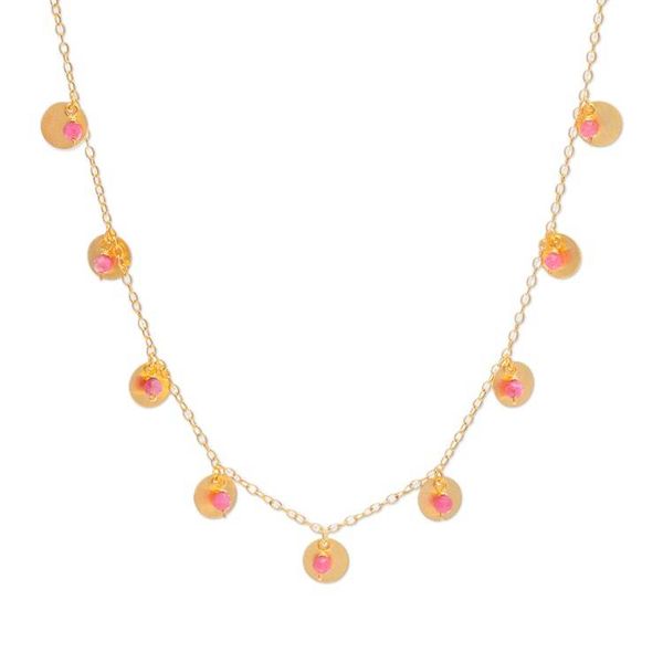 Alternate image for Adjustable Matte 18k Gold-Plated Tourmaline Charm Necklace Everyday Creative