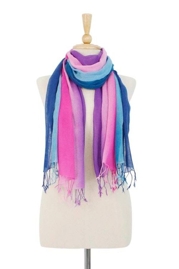 Alternate image for Two Handwoven Ombre Cotton Wrap Scarves from Thailand Innocent Colors