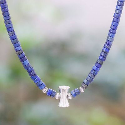 Primary image for Lapis Lazuli and Karen Silver Beaded Necklace from Thailand Lapis Lazuli Love