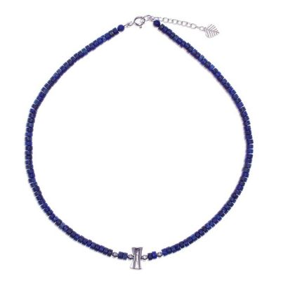 Alternate image for Lapis Lazuli and Karen Silver Beaded Necklace from Thailand Lapis Lazuli Love