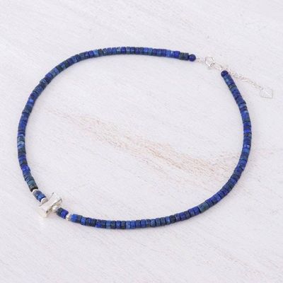 Alternate image for Lapis Lazuli and Karen Silver Beaded Necklace from Thailand Lapis Lazuli Love