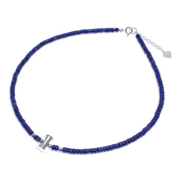 Alternate image for Lapis Lazuli and Karen Silver Beaded Necklace from Thailand Lapis Lazuli Love