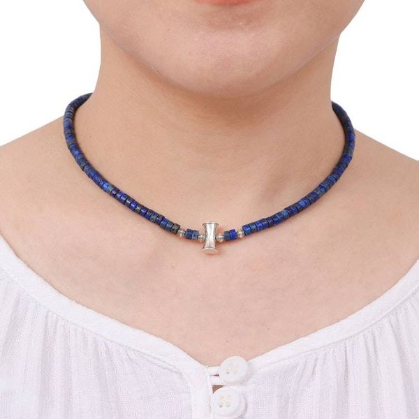 Alternate image for Lapis Lazuli and Karen Silver Beaded Necklace from Thailand Lapis Lazuli Love