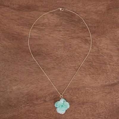 Alternate image for Gold-Accented Hydrangea Petal Pendant Necklace Sea Hydrangea