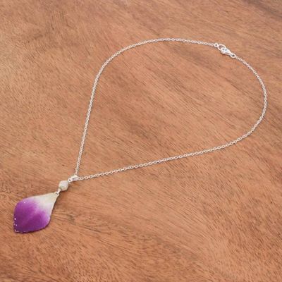 Alternate image for Hand Made Orchid Petal Pendant Necklace Bloom Basket in Purple