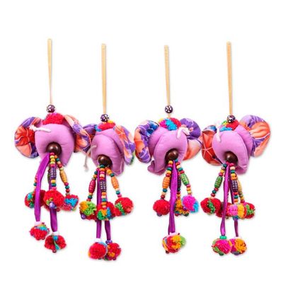 Alternate image for Spring-Themed 4-Piece Cotton Blend Elephant Ornament Set Spring Ears