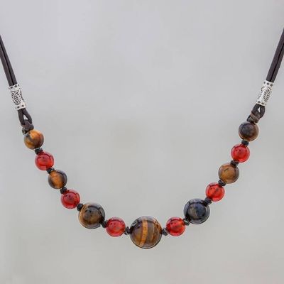 Primary image for Tigers Eye and Carnelian Beaded Necklace with Karen Silver Joyful Holiday