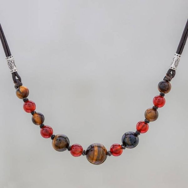 Alternate image for Tigers Eye and Carnelian Beaded Necklace with Karen Silver Joyful Holiday