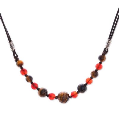 Alternate image for Tigers Eye and Carnelian Beaded Necklace with Karen Silver Joyful Holiday