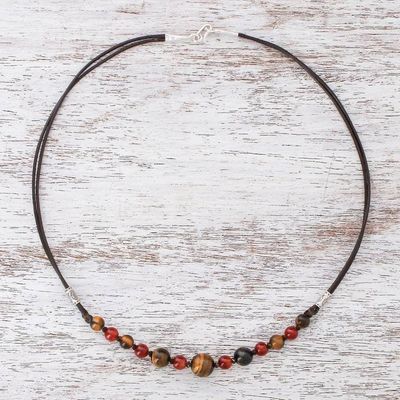 Alternate image for Tigers Eye and Carnelian Beaded Necklace with Karen Silver Joyful Holiday