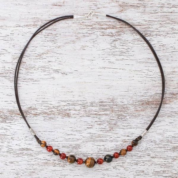 Alternate image for Tigers Eye and Carnelian Beaded Necklace with Karen Silver Joyful Holiday
