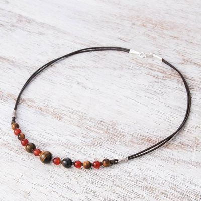 Alternate image for Tigers Eye and Carnelian Beaded Necklace with Karen Silver Joyful Holiday