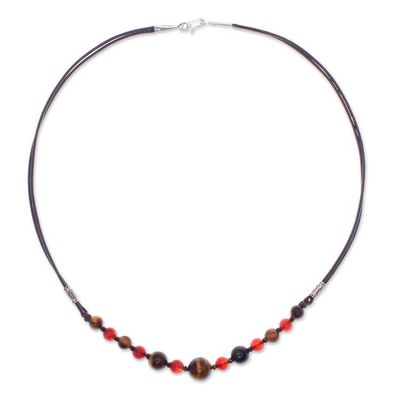 Alternate image for Tigers Eye and Carnelian Beaded Necklace with Karen Silver Joyful Holiday