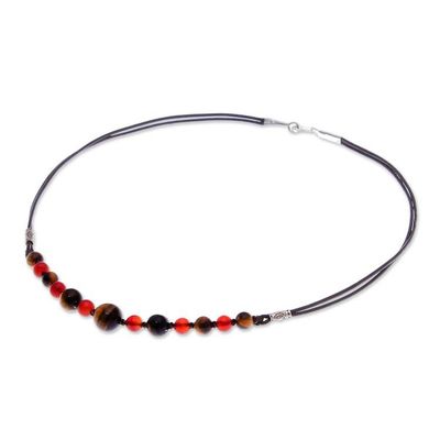 Alternate image for Tigers Eye and Carnelian Beaded Necklace with Karen Silver Joyful Holiday