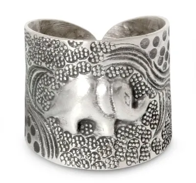 Alternate image for Sterling Silver Elephant Wrap Ring King of the Forest