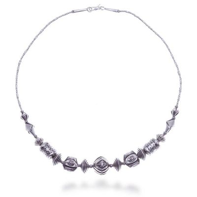 Alternate image for Silver Pendant Necklace with Thai Stamped Hill Tribe Beads Striking Style