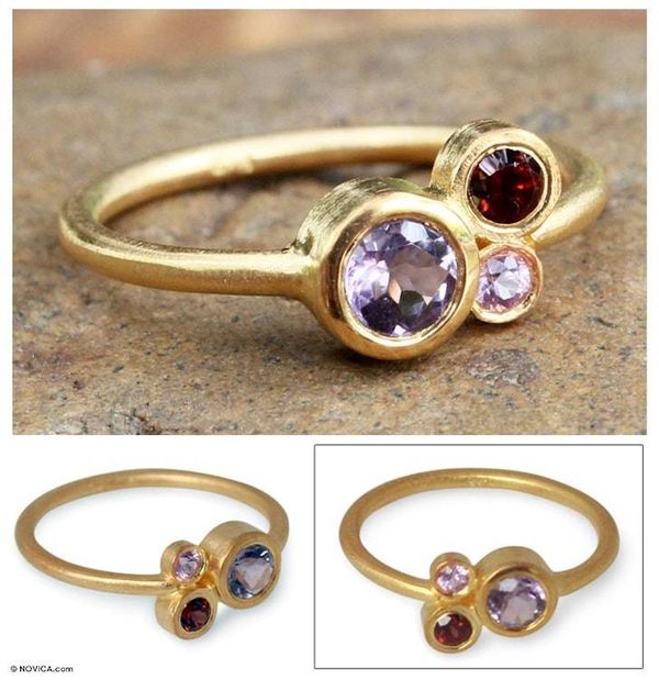 Alternate image for Gold Plated Multi-Stone Ring Chiang Mai Majesty
