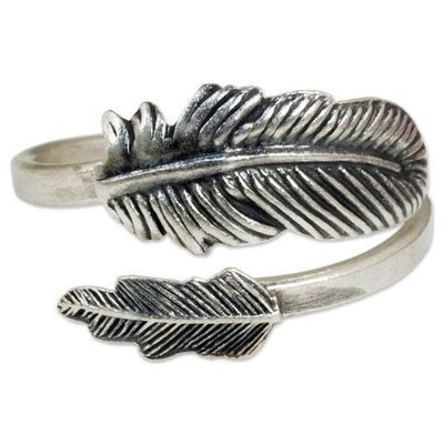 Alternate image for Hand Made Sterling Silver Wrap Ring Feather from Thailand The Feather