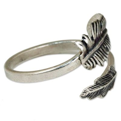 Alternate image for Hand Made Sterling Silver Wrap Ring Feather from Thailand The Feather