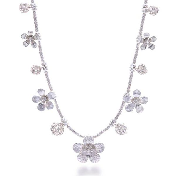 Alternate image for Floral Wire Ball-Themed Silver Beaded Charm Pendant Necklace Wisdom of Flora