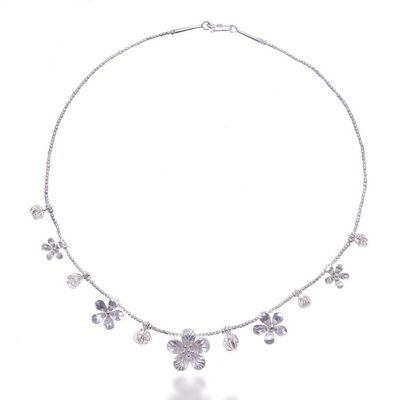 Alternate image for Floral Wire Ball-Themed Silver Beaded Charm Pendant Necklace Wisdom of Flora