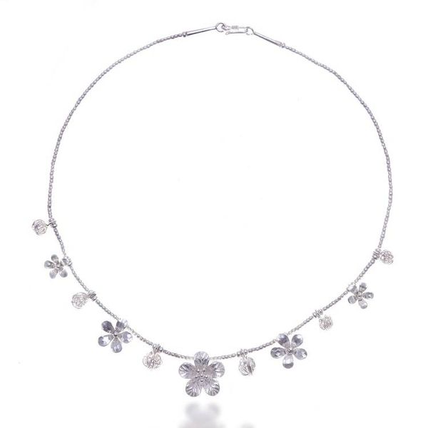 Alternate image for Floral Wire Ball-Themed Silver Beaded Charm Pendant Necklace Wisdom of Flora