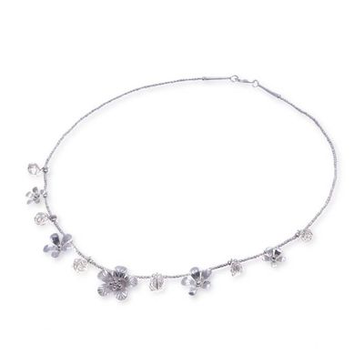 Alternate image for Floral Wire Ball-Themed Silver Beaded Charm Pendant Necklace Wisdom of Flora