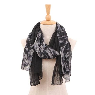 Alternate image for Black and Titanium Grey 2-Piece 100 Cotton Scarves Set Shadows of Titanium