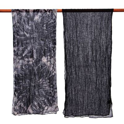 Alternate image for Black and Titanium Grey 2-Piece 100 Cotton Scarves Set Shadows of Titanium