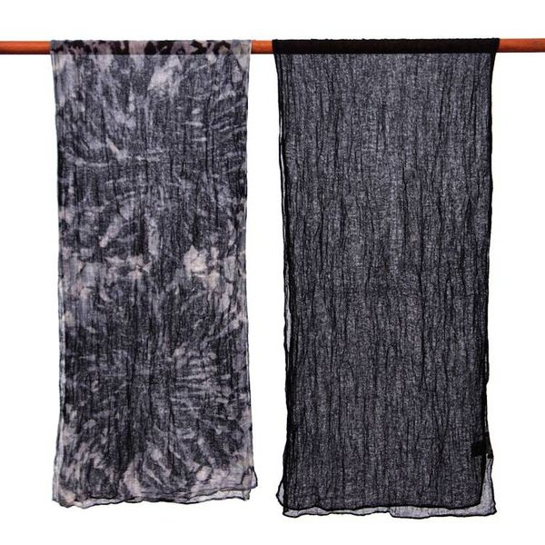 Alternate image for Black and Titanium Grey 2-Piece 100 Cotton Scarves Set Shadows of Titanium