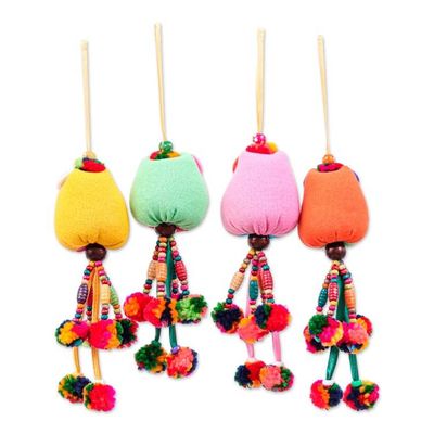 Alternate image for Bird-Themed Colorful 4-Piece 100 Cotton Owl Ornament Set Chic Owls