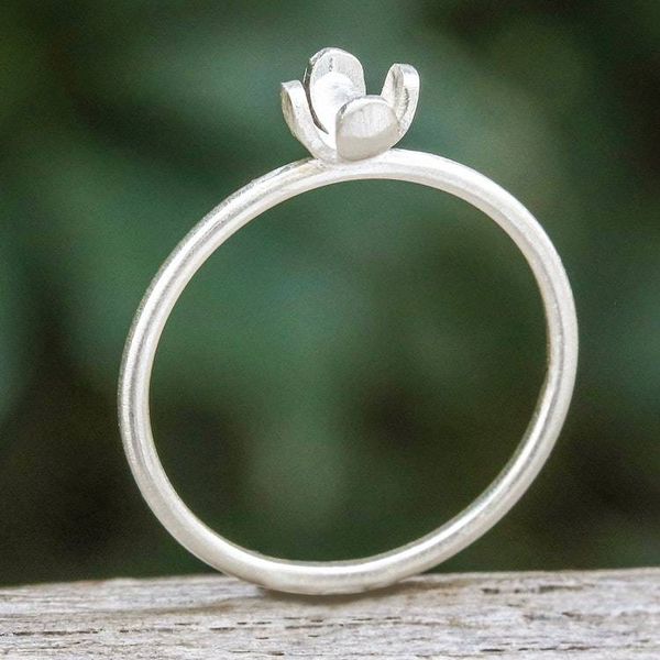Alternate image for Sterling Silver Floral Cocktail Ring in a Matte Finish Spring in Heaven