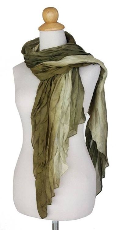 Alternate image for Handcrafted Silk Scarf from Thailand Evolving Olive