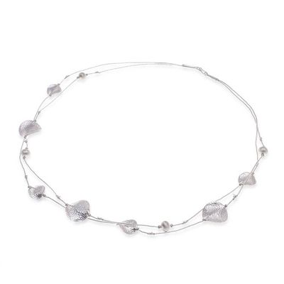 Alternate image for Artisan-Made Hammered Silver Two-Strand Station Necklace Worlds of Light
