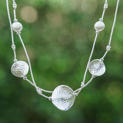 Alternate image for Artisan-Made Hammered Silver Two-Strand Station Necklace Worlds of Light