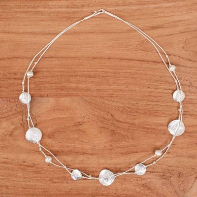 Alternate image for Artisan-Made Hammered Silver Two-Strand Station Necklace Worlds of Light