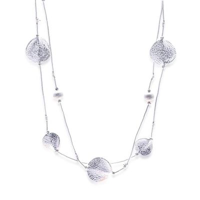 Alternate image for Artisan-Made Hammered Silver Two-Strand Station Necklace Worlds of Light
