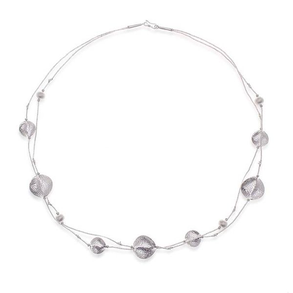 Alternate image for Artisan-Made Hammered Silver Two-Strand Station Necklace Worlds of Light