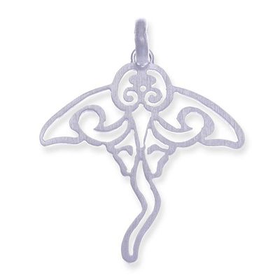 Alternate image for Ocean-Themed Brushed-Satin Sterling Silver Stingray Pendant Marine Presence