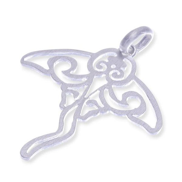 Alternate image for Ocean-Themed Brushed-Satin Sterling Silver Stingray Pendant Marine Presence