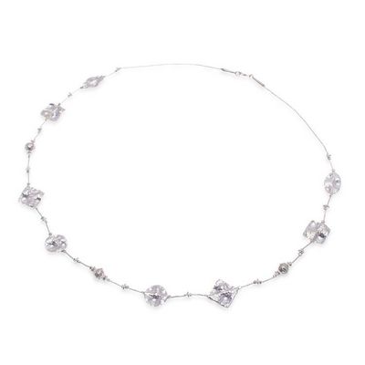 Alternate image for Hammered and Polished 950 Silver Station Beaded Necklace Classic Light