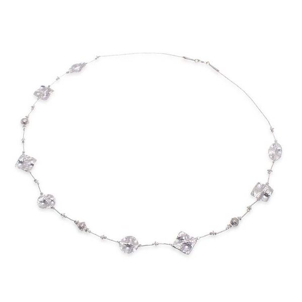 Alternate image for Hammered and Polished 950 Silver Station Beaded Necklace Classic Light