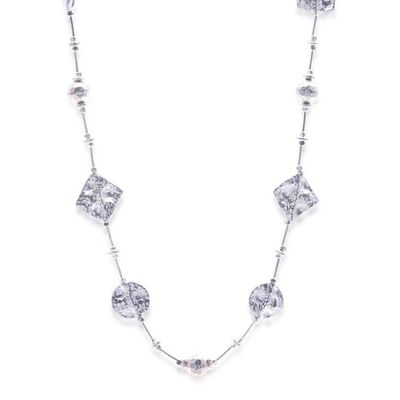 Alternate image for Hammered and Polished 950 Silver Station Beaded Necklace Classic Light