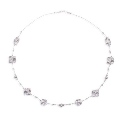 Alternate image for Hammered and Polished 950 Silver Station Beaded Necklace Classic Light