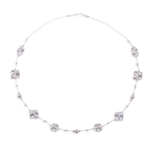 Alternate image for Hammered and Polished 950 Silver Station Beaded Necklace Classic Light