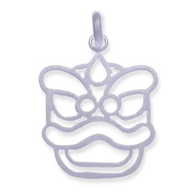 Alternate image for Brushed-Satin Sterling Silver Lion Dance-Inspired Pendant Ancestral Presence